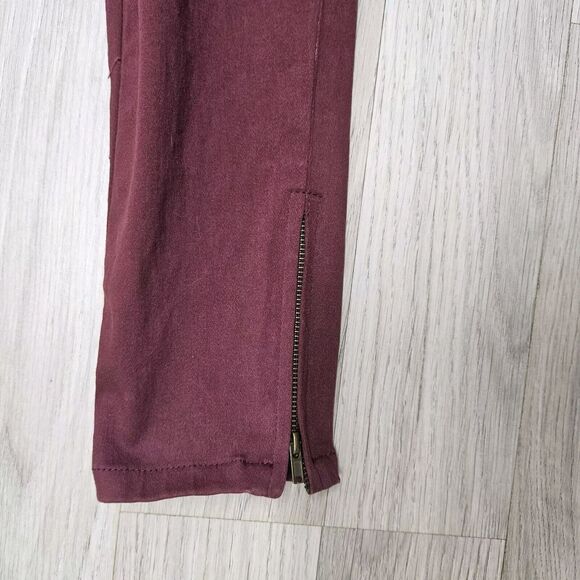 Umgee Womens Maroon Pull On Jeggings Textured Small Zip Ankle - Picture 7 of 9